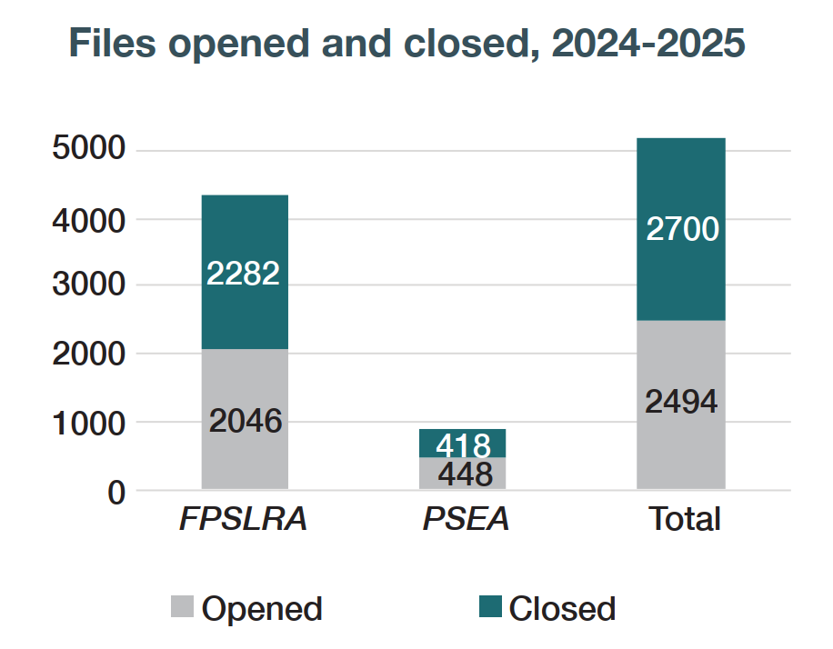 Bar graph representing the Files opened and closed in 2024-2025